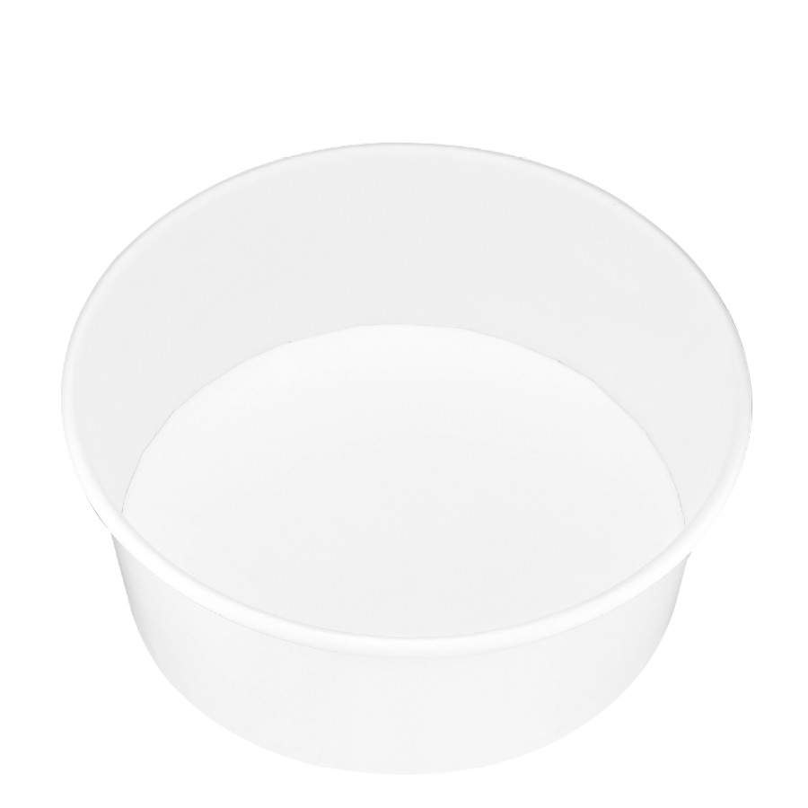 The round deli bowls are made of Natural Kraft PE-Lined board.