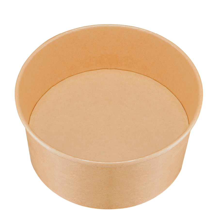 The round deli bowls are made of Natural Kraft PE-Lined board. Because of their adaptable design, they can be combined with various insert layers